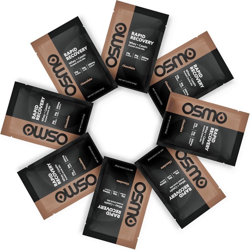 [BRSRAZAOOICRS3L4] Osmo Rapid Recovery - Whey & Micellar Casein Protein Powder Blend with Carbohydrates & Caffeine, All Natural Ingredients, Enables Muscle Repair & Boosts Glycogen Restoration - Chocolate, 8 Servings