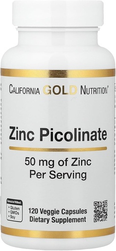 [BRSWYYYYB4NBAEYZ] Zinc Picolinate, Bioavailable Form of Zinc, Supports Immune Health, 50 mg, 120 Veggie Capsules