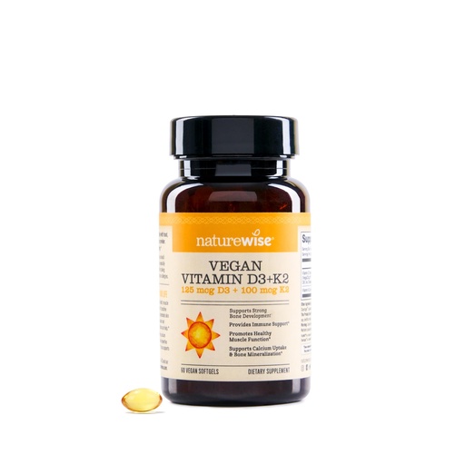 [BRSW2GL5CJ7WYEIU] NatureWise Vegan Vitamin D3 + K2 - Natural D3 5000IU + Natural Vitamin K2 100mcg - Bone Support - High Absorption with Organic Cold-Pressed Olive Oil - Non-GMO