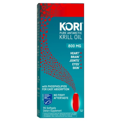 [BRSROZDYBYIBQ2D2] Kori Krill Antarctic Krill Oil Omega 3 Supplement, EPA & DHA, Superior Absorption vs Fish-Oil, 800 mg, 90 softgels