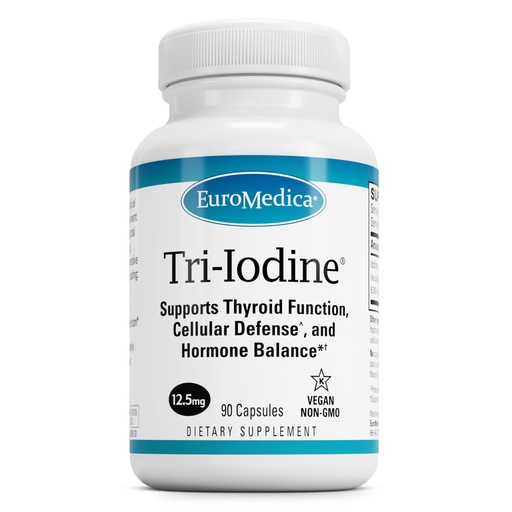 [BRSWIEAZAJ7BADDC] EuroMedica Tri-Iodine - 12.5mg, 90 Capsules - Potassium Iodide, Sodium Iodide & Molecular Iodine - Three Beneficial Forms of Iodine - Supports Healthy Thyroid & Immune Function - 90 Servings