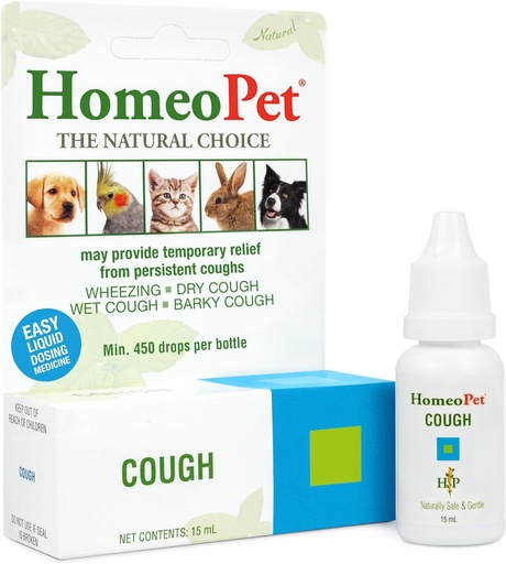 [BRSWIYQQOICAO3DG] HomeoPet Cough, Safe and Natural Cough Supplement for Dogs, Cats, and Small Pets, 15 Milliliters