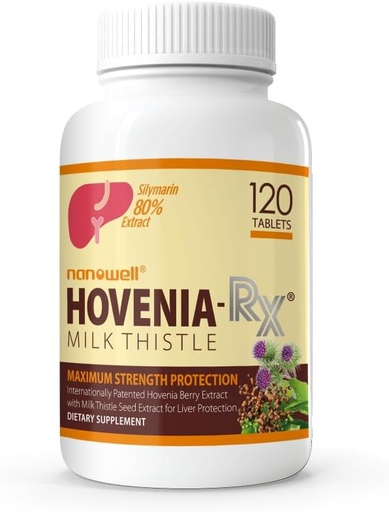 [BRSROYD7BUCGYA34] NANOWELL Hovenia-RX Milk Thistle - Supliment de sprijin pentru ficat cu 80% Silymarin Milk Thistle extract de semințe - 120 comprimate, 30 zile de aprovizionare