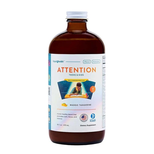 [BRSWIYQGCV4WY3LE] LIQUIDHEALTH Attention Liquid Multivitamin for Kids & Teens - Improves Memory Retention, Concentration, Focus, Mood, Relaxation & Calming - Made in the USA, Great Taste, Vegan, Sugar-Free (16 oz)