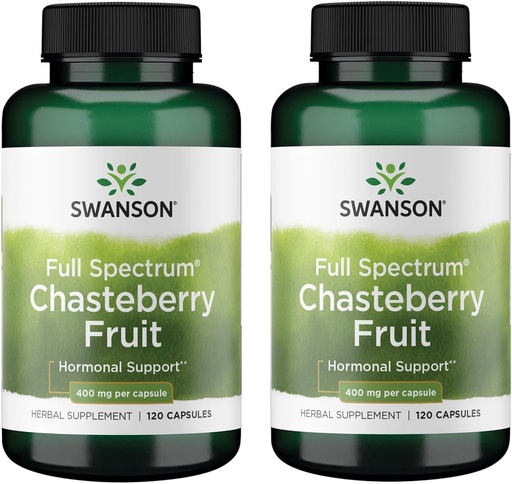 [BRSWGFD3B4BQKHLA] Swanson Chasteberry Fruit - Herbal Supplement Promoting Women's Health & Menopausal & Menstrual Support - May Support Balance & Skin Health - (120 Capsules, 400mg Each) (2 Pack)