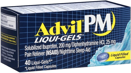 [BRSWGY32CUPQMYA3] Advil PM Liqui-Gels Pain Nighttime Sleep, 40 Liqui-Gels (Pack of 2)