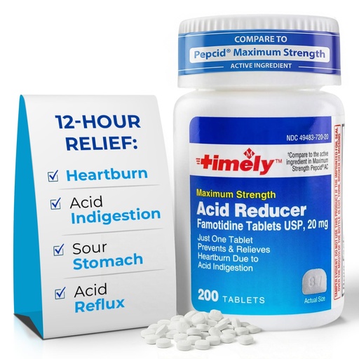 [BRSROZQNBUJREEQU] TIME-Cap Labs Acid Reducer & Heartburn Relief - Famotidine 20mg - for Adults & Children 12+, Helps with Acid Indigestion & Sour Stomach - Antacid Medicine Tablets (200 Count)