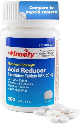 [BRSROZQNBUJREEQU] Timely Acid Reducer Famotidin 20mg - Anatcid Acid Reflux Medicine for Heartburn Relief and Acid Indigestion Symptoms - 200 Tabletten
