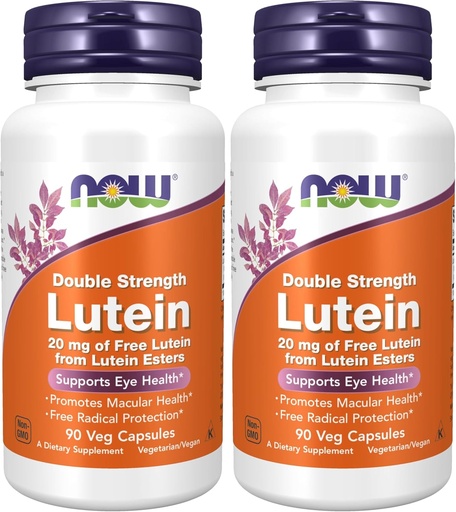[BRSROZQQDEBWKF35] NOW Supplements, Lutein 20 mg with 20 mg of Free Lutein from Lutein Esters, 90 Veg Capsules (Pack of 2)