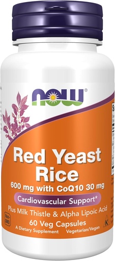 [BRSWIY32BQOAOETC] MAINTENANT Compléments alimentaires, Riz de levure rouge avec CoQ10, plus Thistle de lait et acide alpha lipoïque, 60 gélules