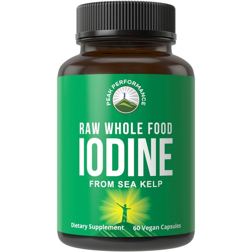 [BRSWG2QCOUPGGCTJ] Raw Whole Food Iodine Supplement from Organic Kelp (Ascophyllum Nodosum) by Peak Performance. Potassium Iodide Support Tablets. for Metabolism, Energy, and Immune. 60 Vegan Capsules, Pills