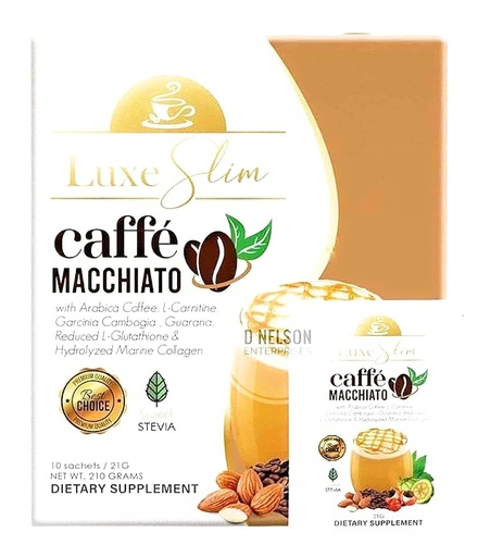 [BRSW2CYBDIMBOFDD] Luxe Slim Cafe Macchiato with Hydrolyzed Collagen " Glutathione, 21g x 10 Sachets, 0.74 Ounce (Pack of 10)