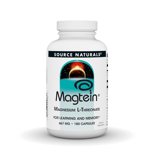 [BRSWIEYRC4DGO2LK] Source Naturals Magtein Magnesium L-Threonate, 667mg, Supports Focus, Mood, Healthy Memory, Cognitive Function - 180 Capsules