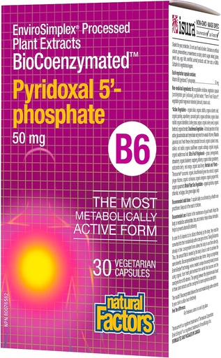 [BRSWGZY5BB5BEFI6] Natural Factors BioCoenzymated Pirodoxal 5'-Phosphate 50mg 30 VCaps