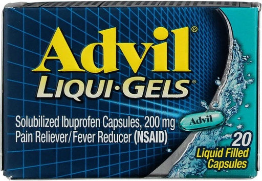 [BRSWKHQTAFYAKAAY] Advil Pain Reliever/Fever редуктор Liqui-Gels 20 CP - Купити пакети та Зберегти (Pack of 2)