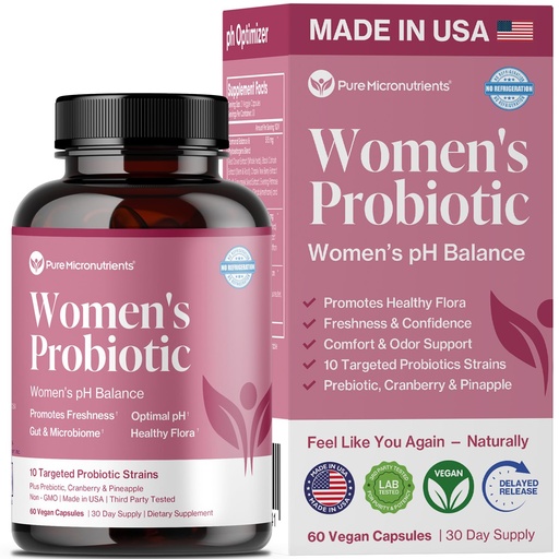 [BRSRAGIBPICWO3DP] Pure Micronutrients pH Balance Vaginal Probiotics for Women - Odor & Itch Support - Vaginal Health Pills with Cranberry, Lactobacillus & Prebiotics - Feminine Wellness Daily Supplement - 60 Capsules