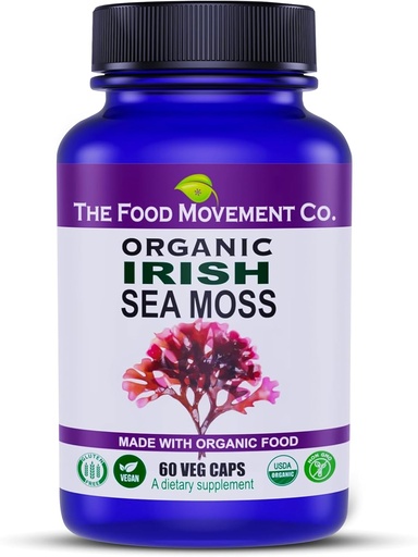 [BRSRMY35OB5RO2YU] Irish Sea Moss, Organic Prebiotic Food, Over 70 Trace Minerals, Supports Healthy Elimination, Digestion and Immune Support 60 Vegetarian Capsules