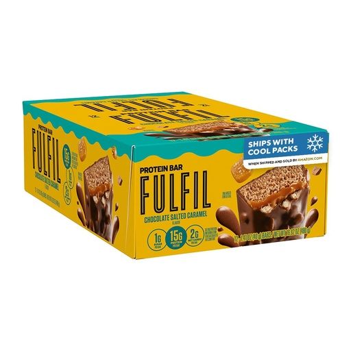 [BRSWYAAOAENGOAL2] FULFIL Protein Snack Bars, Chocolate Salted Caramel Flavored, Gluten Free with 15g Protein, Pantry Staples, 12 Count