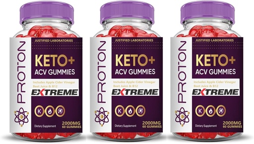 [BRSROBAHBUHBO2DF] Justified Laboratories (3 Pack Proton Protein Keto ACV Gummies Extreme 2000MG Proton Keto Gummies Apple Cider Vinegar Formulated with Pomegranate Beet Juice Powder B12 Vegan Non GMO 180 Gummys