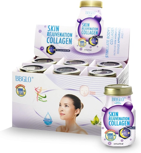 [BRSWGEAPB4NAGD34] BBGLO® Skin Rejuvenation Collagen Drink - Anti Aging Complex, 2.4 fl. Oz (6 Botellas, Relaxation)