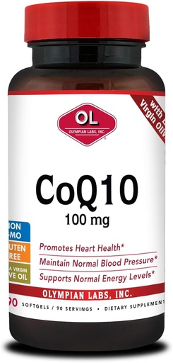 [BRSWIYA6C4FGCD3I] Olympian Labs Coenzyme Q10 100mg Softgels formulated with Extra Virgin Olive Oil, Heart Health Support, Cell Protection from Free Radicals