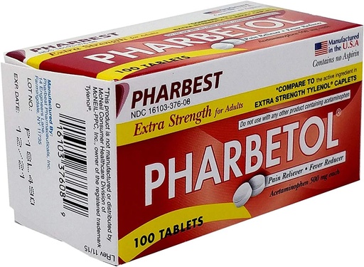 [BRSWIYYNOZ4BA3TM] Pharbetol 500mg Plus Plus Indarra Tablets 100 Count (Generic Extra Indarra)