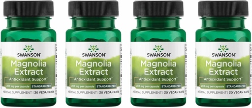 [BRSWGFD3CIHWECQ2] Swanson Magnolia Bark-Herbal Supplement Traditionally Used to Promote Nervous System & Digestive Health Support-May Promote Respiratory Health & Stress Support (30 Veggie Capsules, 200mg Each) 4 Pack