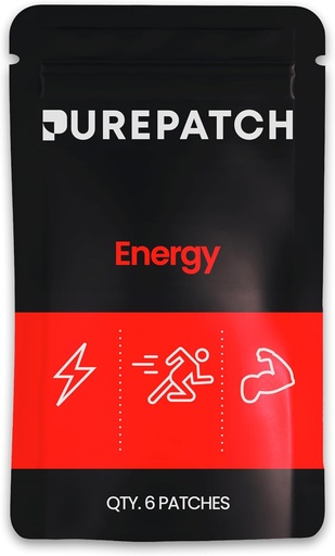 [BRSROHYDC4GRUG33] Pure Patch Energy Patch – Plant-Based Vegan Topical Patch – Caféine – CoQ10 – Acides aminés – Electrolytes – Non-ingérable – Résistant à l'eau – Douce sur la peau – Sans gluten – Fabriqué aux États-Unis – 6 Patches