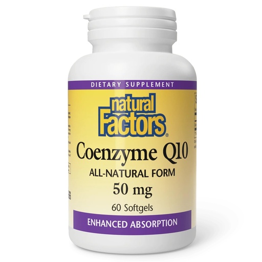 [BRSWIYTYCUPQMCT2] Natural Factors Coenzyme Q10 - Antioxidant Support Supplement Supports Cellular Energy Production - Better Absorption Aids Healthy Heart Function - 50 mg, 60 Softgels (60 Servings)