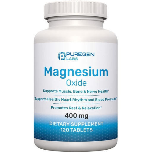 [BRSWYAIDCVYWODLV] Magnesium 400mg [High Potency] Supplement – Magnesium Oxide for Immune Support, Muscle Recovery, Leg Cramps and Relaxation 120 Tablets