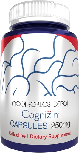 [BRSWKFD3OV4BGE3Y] Nootropics Depot Cognizin Citicoline Capsules | 180 Count | Choline Supplement | Brain Health Supplement | Regulates Memory and Cognitive Function | Supports Attention, Focus and Recall