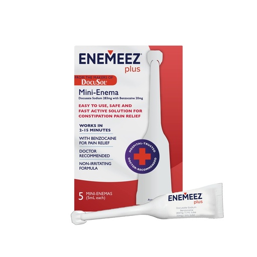 [BRSWIGQFAYNR4HDE] Enemeez Docusol Plus Docusate Sodium Enema - Clear 5 ml, 5 Count, Fast-Acting for Constipation