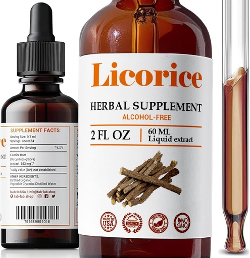 [BRSW2GIZDIIWGHIZ] FabLab Licorice Root Extract - Herbal Immune Support- Glycyrrhiza Glabra Supplement for Digestion Restore Respiratory Health Fatigue -Non-GMO (Licorice 2 Fl Oz)