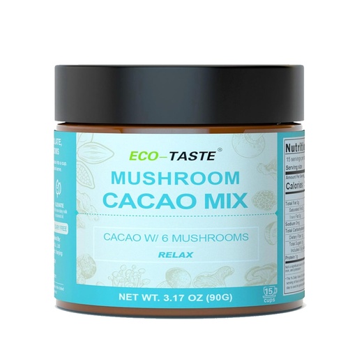 [BRSRMBL3DEHRM2TB] ECO-TASTE Mushroom Cacao Mix, Mushroom Extract 1000mg, Vegan & Gluten-Free Coffee Alternative, 3.17oz (90g)