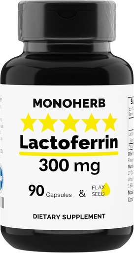 [BRSWYYYBAAHA42QZ] MONOHERB Laktoferriin 300 mg kapsli kohta - 90 taimset kapslit - valmistatud USA-s