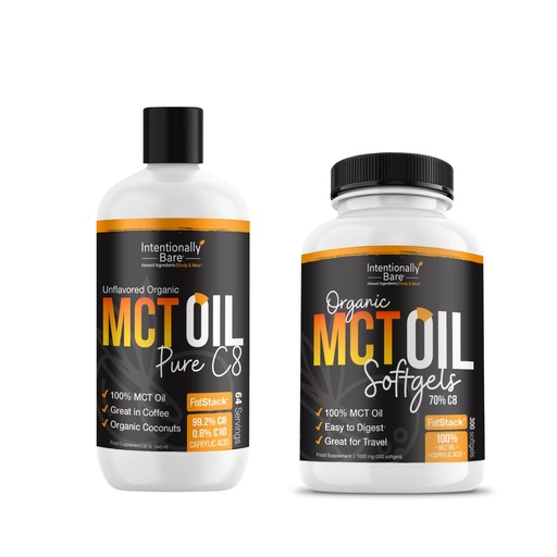 [BRSROBQECUMROEL2] MCT Oil Capsules and Pure C8 MCT Oil Bundle.