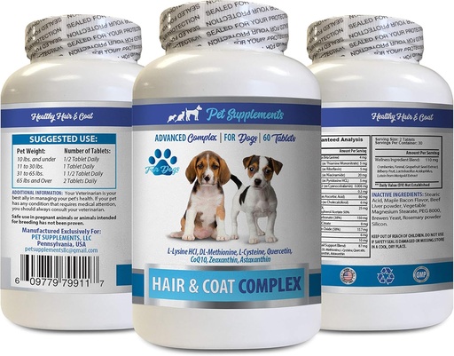 [BRSWGHYYDN6WGC34] Dog Skin and Coat Supplements - Dogs Hair and Coat Complex - Advanced Skin Relief - Good for Nails - Dog Vitamin e - 1 Bottle (60 Tablets)