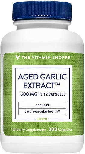 [BRSWIYTYOEDR223I] ויטמין Shoppe Odorless Age Garlic Extract - תמיכה Cardiovascular Health - 600 MG (300 קפסולות)
