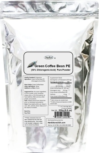 [BRSWIFAYOMBWIDYZ] Powder Coffee Bean Hijau Extract, Standar 50% Klorogenic Acid (250 Grams (8.8 oz)))