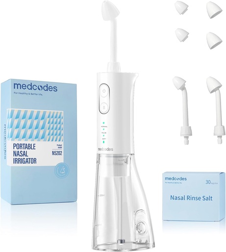 [BRSRAYI7PMFWMC3G] Neti Pot Sinus Rinsing, Cordless Nasal灌溉系统 Nasal Rinse瓶清洁机, 用于Sinus救济和鼻罩护理的电动 Sinus Rinse系统 Kit 30 盐锅(大)