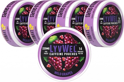 [BRSRAHD7BEJRGA35] LyvWel 225mg Caffeine Pouches, Guarana-Powered Energy Pouches, Nootropic Pouches, Nicotine Free Pouches & Tobacco-Free, 5-Pack, 70 Pouches