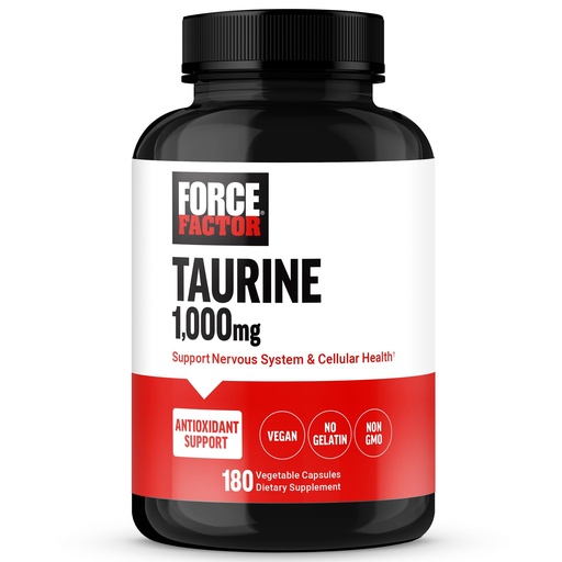 [BRSROHY5DEFGEAY7] Force Factor Taurine Supplement, Taurine 500mg Capsules Antioxidant Supplement to Support Nervous System and Cellular Health, Vegan, No Gelatin, Non-GMO, 180 Vegetable Capsules