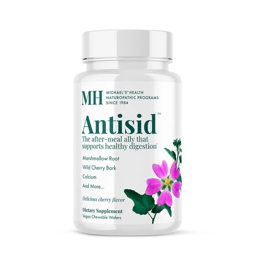 [BRSWIEINCQJQAADG] Michael's Health Naturopathic Programs Antisid - 60 Vegan Chewable Wafers - Wild Cherry Flavor - Supports Healthy Digestion - Kosher - 20 Servings
