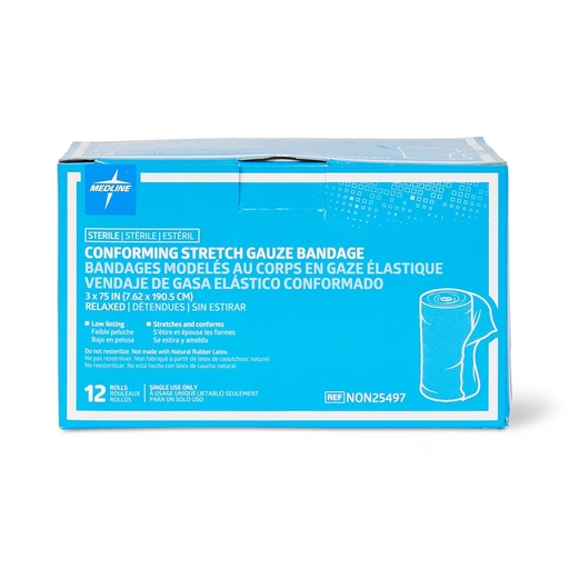 [BRSWIZQZCV7Q2CI5] Medline Sterile Conforming Gauze Bandages, 3 "x 75", Idealisk för Wound Care, paket med 96