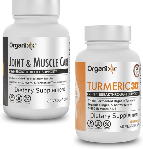 [BRSRAZQOAACWY3D5] Organixx Turmeric Curcumin (60 Vegetarian Capsules) & Joint & Muscle Care Capsules (60 Count)
