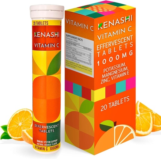 [BRSRAEL6O5YBMDL6] Vitamina C 1000mg Comprimidos Efervescentes Vitamina com Zinco Potássio Magnésio E Vitamina C Efervescente para Adulto Zinco e Vitamina C 20 Comprimidos