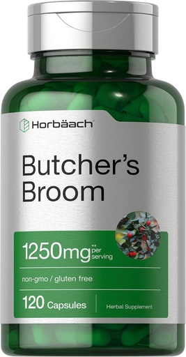 [BRSWGAYLOZYRGG3P] Horbaach Butchers Broom Capsules 1250mg SmithKline 124; 120 Grafas (124; Non- GMO, Gluten Free) 124; Tradicinis žolių šaknų ekstrakto priedas