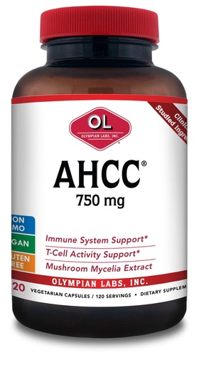 [BRSWIAQOCQGQIGT2] Olympian Labs Premium AHCC Supplement 750mg of AHCC per Capsule – Supports Immune Health, Liver Function, and Natural Killer Cell Activity - Bulk 120 Servings