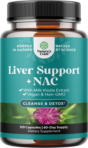 [BRSROAICAAIR6ELZ] Suport en Liver NAC suplementari amb llet Aquest tle per al Liver Detox i la reparació - N Acetyl Cysteine suplementari Liver  Clearse amb antioxids, Turmeric, Choline, Dandelion & L-Glution - 120 Caps