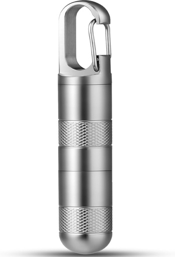 [BRSROEA2OIPA4CAU] TISUR Small Titanium Pill Case, Keychain Pill Holder Travel Pill Box Container,Portable Pill Organizer Waterproof Metal Pill Case Bottle (Gray Titanium Medium - 2.16 inch)